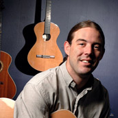 Andrew White of Morgantown, WV, designs and custom builds acoustic guitars.  Portrait Photogrpahy by Alex Wilson.