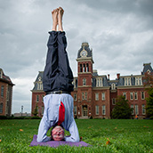 Bill Riley, Ph.D, Chair of the Department of Finance and Director of the Center for Chinese Business at the WVU College of Business & Economics.  Dr Riley, at age 69, does yoga nearly every morning. Portrait Photogrpahy by Alex Wilson.